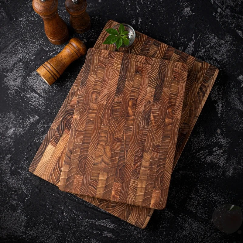 Teak Wood Chopping Board – End-Grain Cutting Board 38 x 28 cm