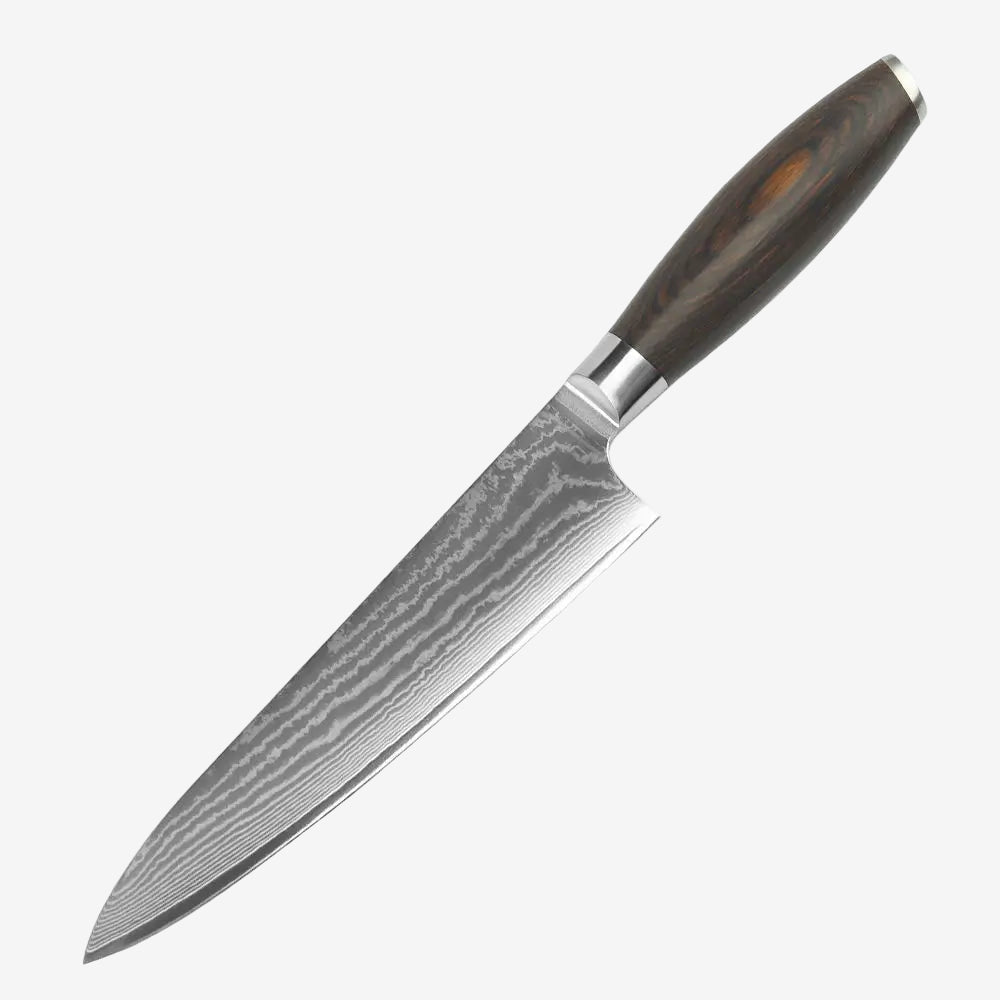8″ Damascus Chef Knife – 67-Layer Steel with Resin & Wood Handle