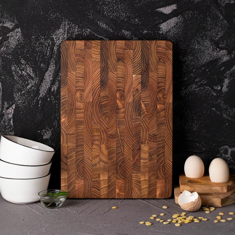 Teak Wood Chopping Board – End-Grain Cutting Board 38 x 28 cm