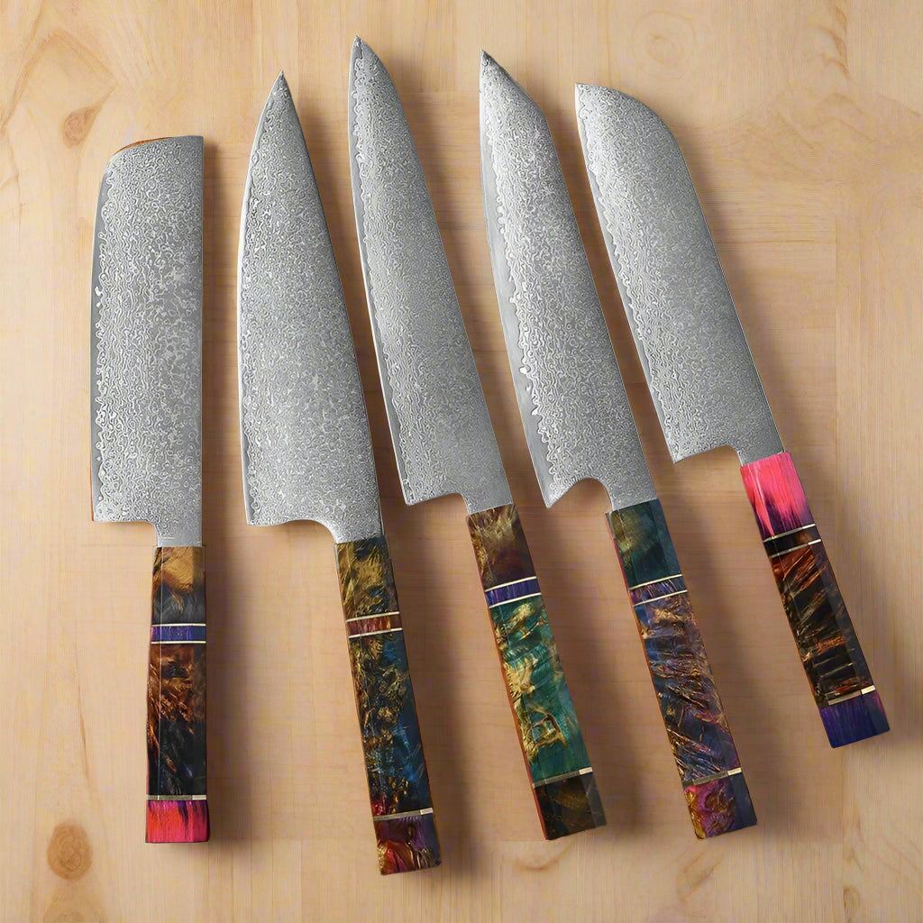 Damascus Knife Set, Japanese Kitchen Knives Set Professional Chef Knife