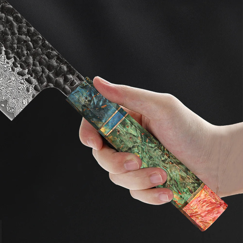 8″ Damascus Santoku Chef Knife – Handmade Japanese Forged