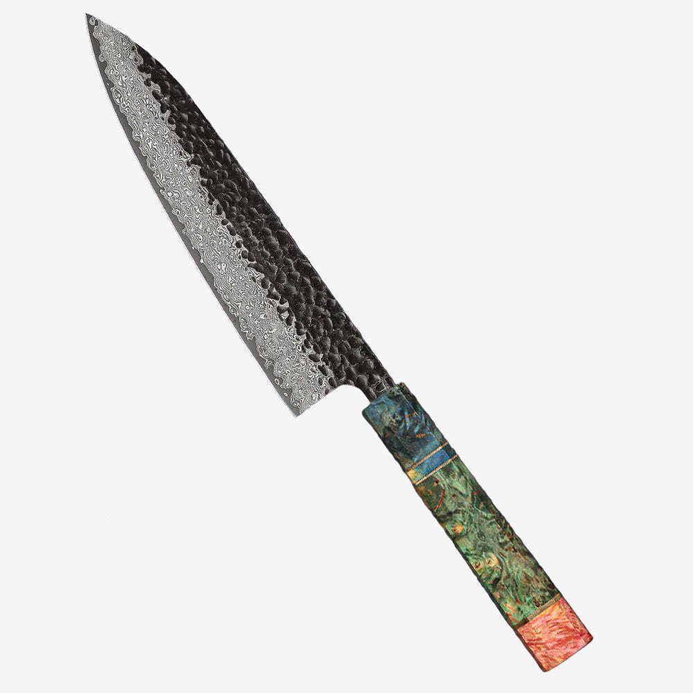 8″ Damascus Chef Knife – VG10 Core, 67-Layer Steel with Stabilized Wood Handle