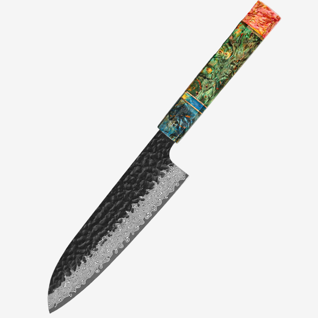 8″ Damascus Santoku Chef Knife – Handmade Japanese Forged