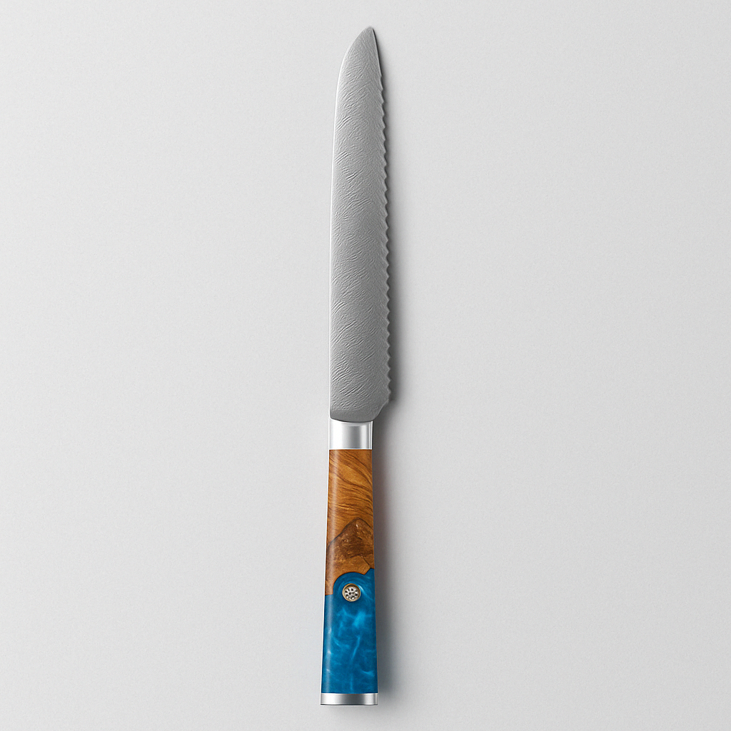 8” Damascus Steel Bread Knife – Serrated, 67-Layer, Professional Kitchen Knife