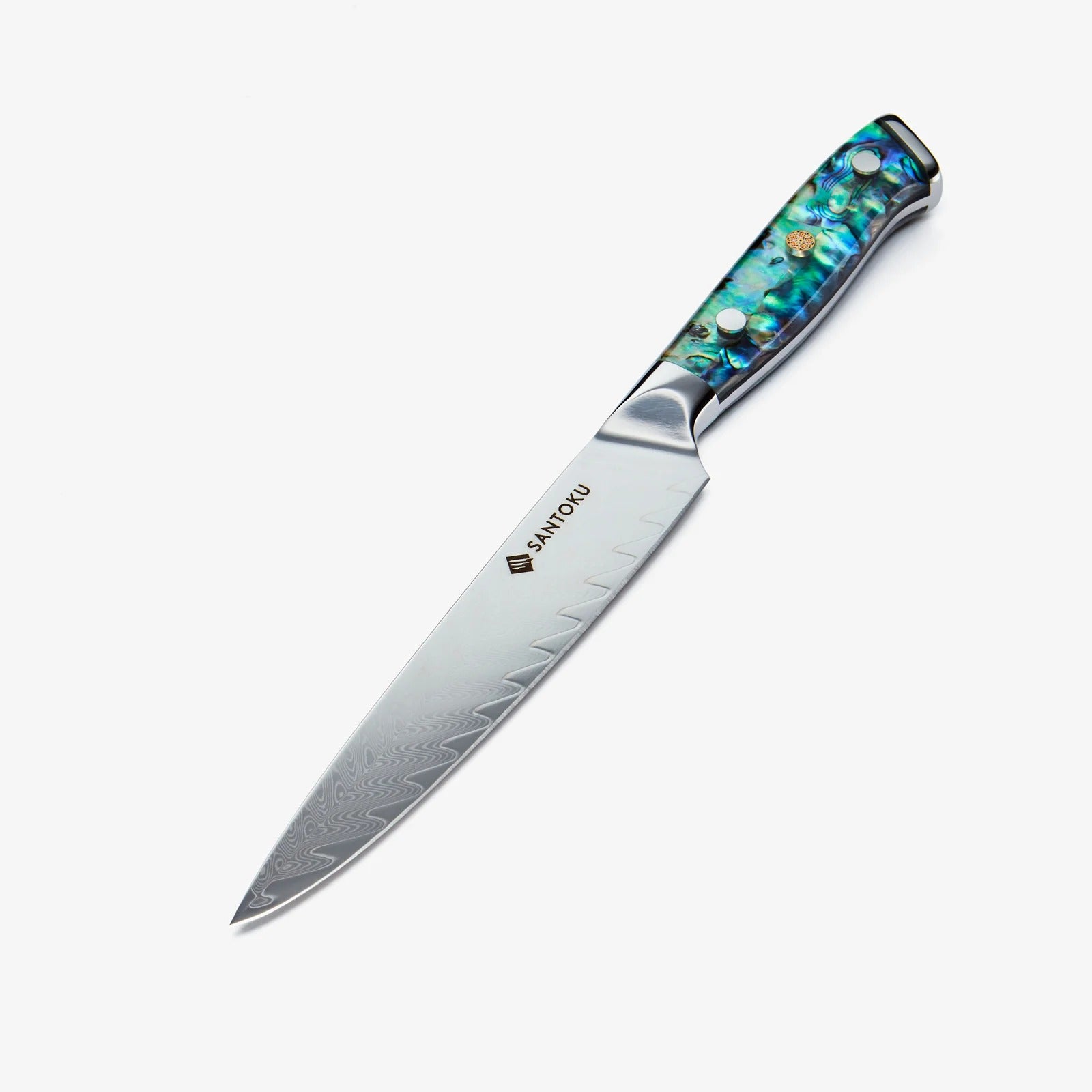 Japanese Utility Knife – 5-Inch VG10 Damascus Steel with Abalone Handle